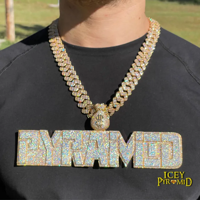 MONEY BAG BAIL Necklaces Money Bag Bail Two Layers Iced Out Personalized Custom Name Necklace Pendant
