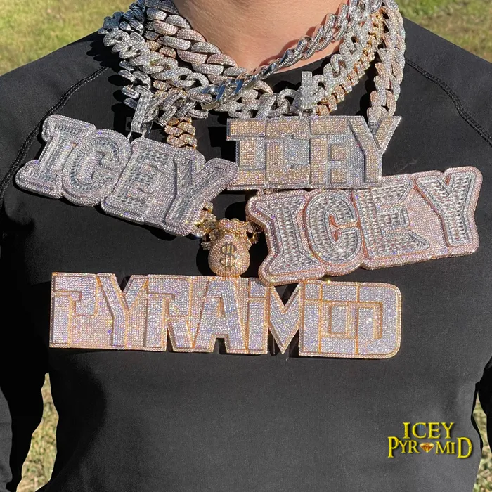 MONEY BAG BAIL Necklaces Money Bag Bail Two Layers Iced Out Personalized Custom Name Necklace Pendant