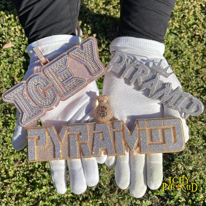MONEY BAG BAIL Necklaces Money Bag Bail Two Layers Iced Out Personalized Custom Name Necklace Pendant