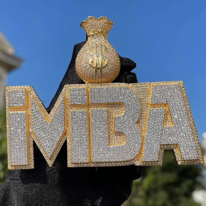MONEY BAG BAIL Necklaces Money Bag Bail Two Layers Iced Out Personalized Custom Name Necklace Pendant