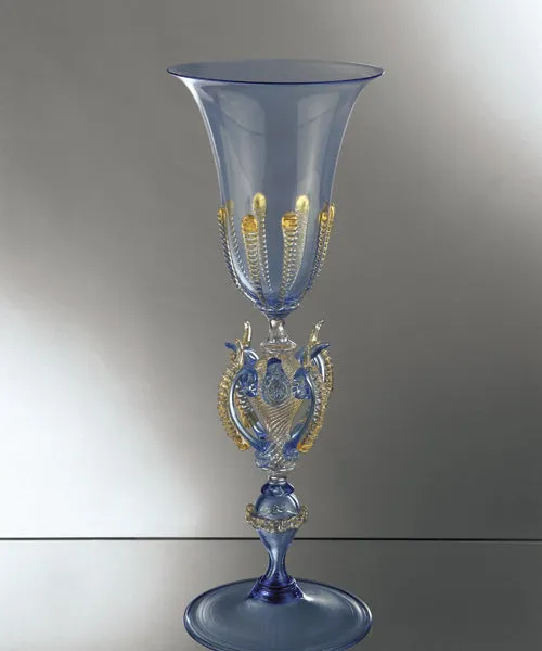 MuranoVitrum Earrings Blue tipetto goblet with gold details blown glass made in Murano MuranoVitrum Earrings Blue tipetto goblet with gold details blown glass made in Murano