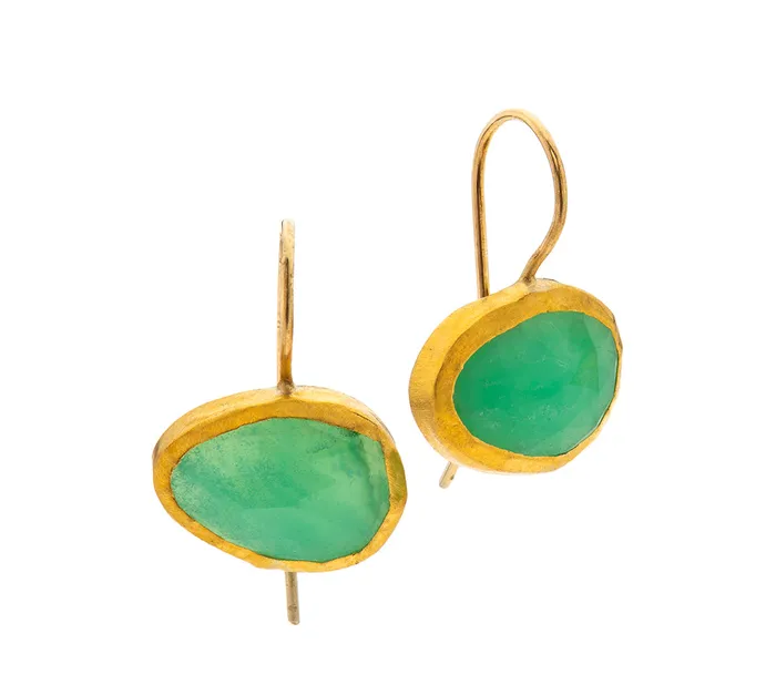 Nava Zahavi Earrings Nava Zahavi Yellow Gold Chrysoprase Earrings