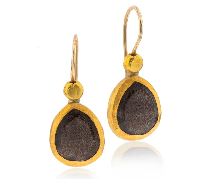 Nava Zahavi Earrings Nava Zahavi Yellow Gold Olive Sapphire Earrings