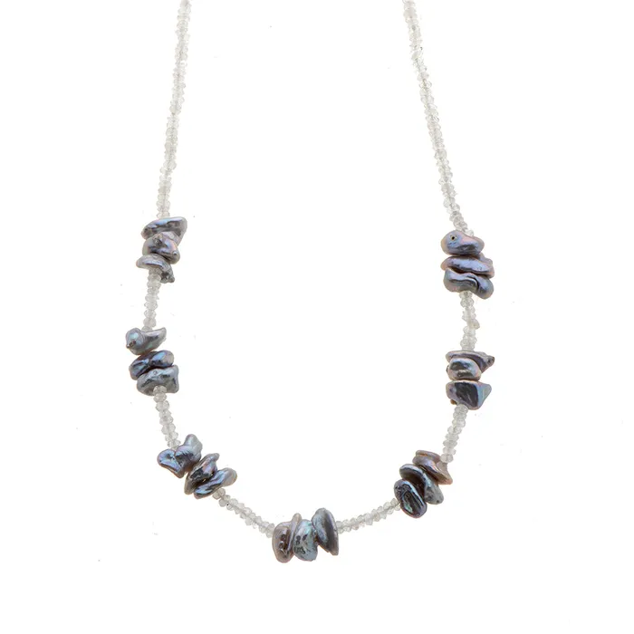 Nava Zahavi Moonstone and Gray Kashi Pearl Necklace Nava Zahavi Necklaces