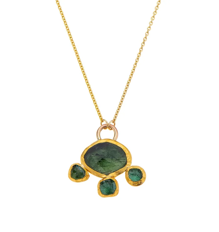 Nava Zahavi Necklaces Nava Zahavi Yellow Gold Green Clover Necklace