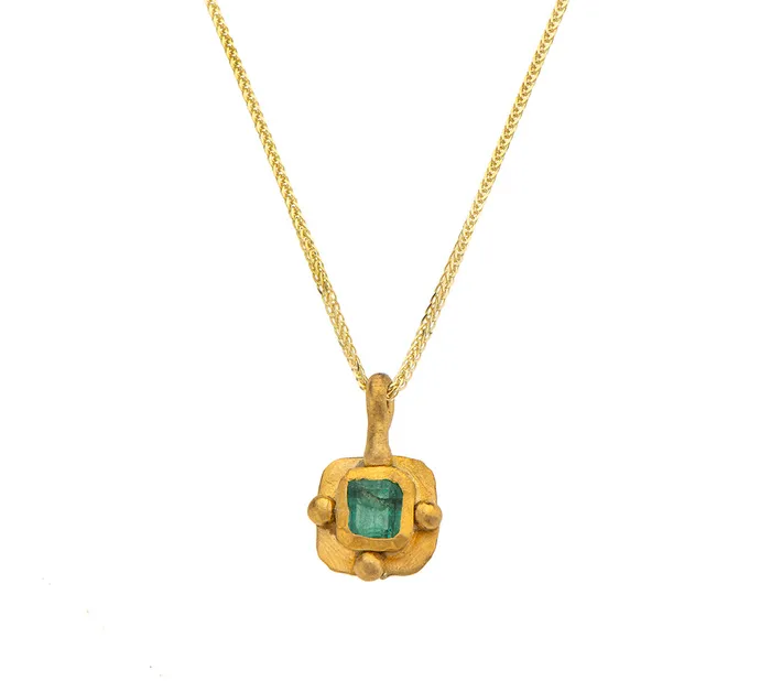 Nava Zahavi Necklaces Nava Zahavi Yellow Gold Square Emerald Pendant Necklace Nava Zahavi Necklaces Nava Zahavi Yellow Gold Square Emerald Pendant Necklace