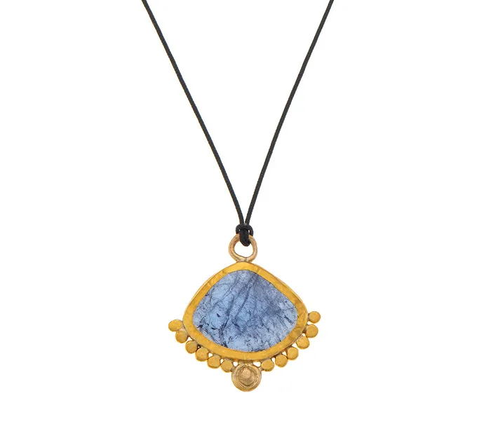 Nava Zahavi Necklaces Nava Zahavi Yellow Gold Tanzanite on Black Cord Necklace Nava Zahavi Necklaces Nava Zahavi Yellow Gold Tanzanite on Black Cord Necklace