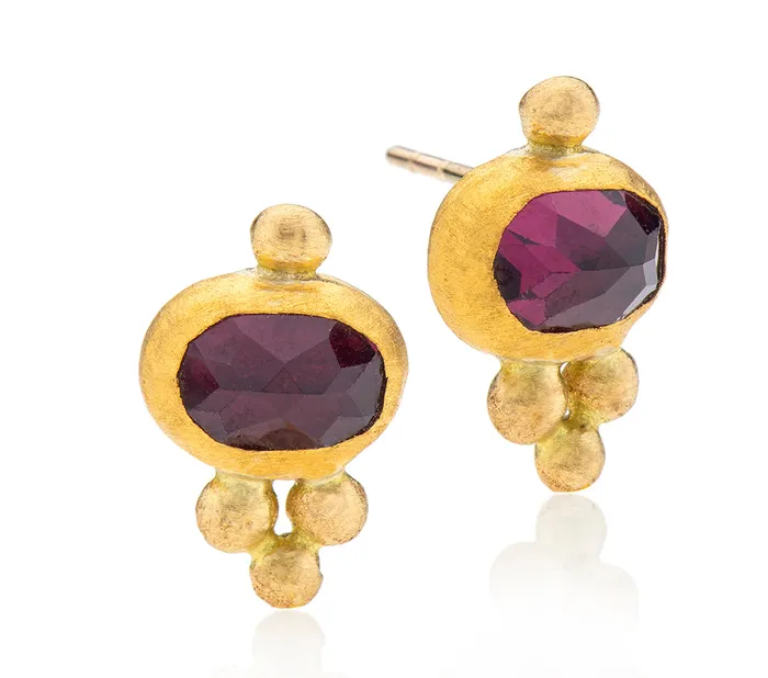 Nava Zahavi Oval Stud Yellow Gold Pink Tourmaline Earrings Nava Zahavi Earrings