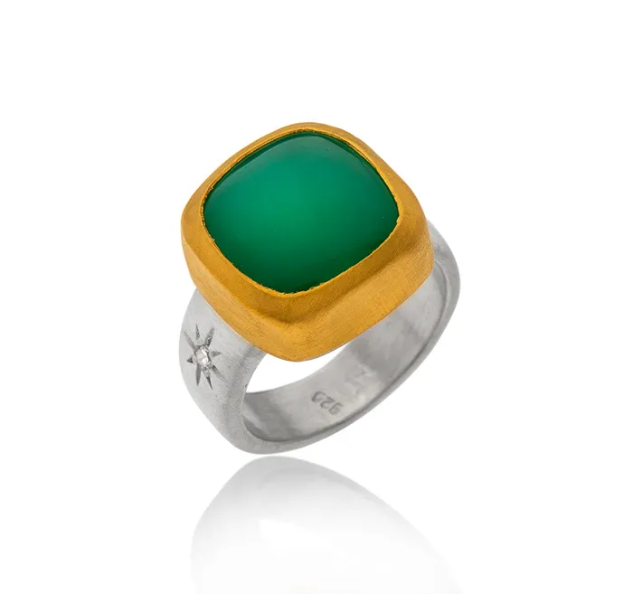 Nava Zahavi Rings Nava Zahavi Yellow Gold Chrysoprase Diamond Ring