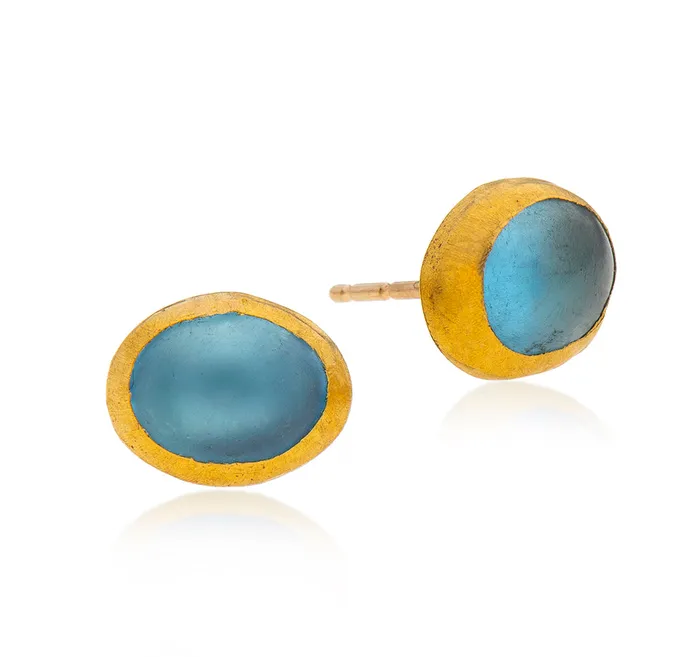 Nava Zahavi Yellow Gold Blue Topaz Stud Earrings Nava Zahavi Earrings