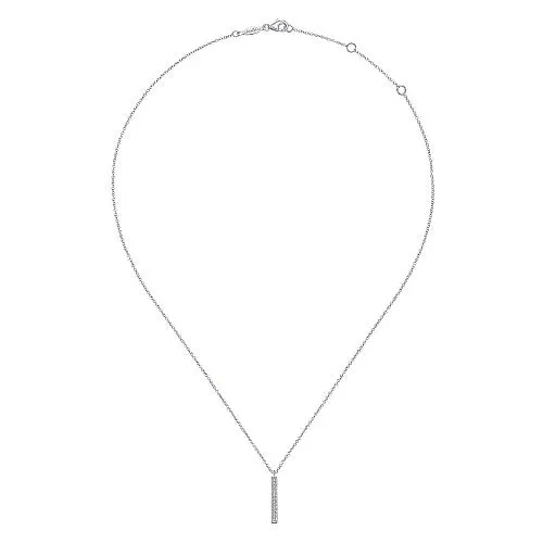 Necklaces 14K White Gold Diamond Bar Pendant Necklace GABRIEL CO