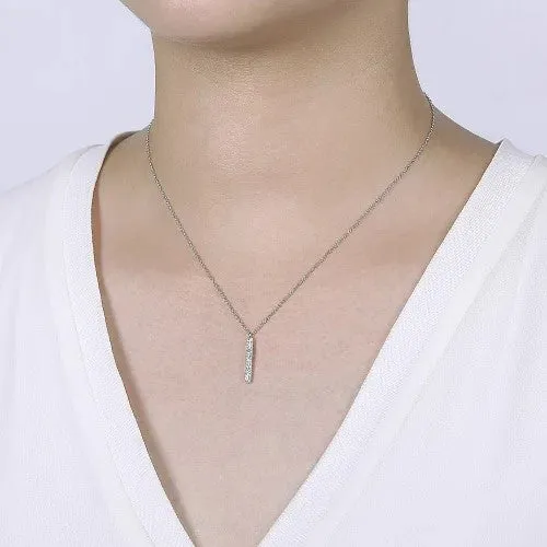 Necklaces 14K White Gold Diamond Bar Pendant Necklace GABRIEL CO