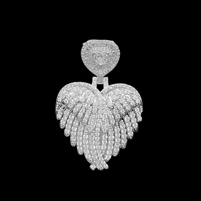 Necklaces Angel Wings Heart Tennis Iced Out Diamond Pendant Necklace ANGEL WINGS Necklaces Angel Wings Heart Tennis Iced Out Diamond Pendant Necklace ANGEL WINGS