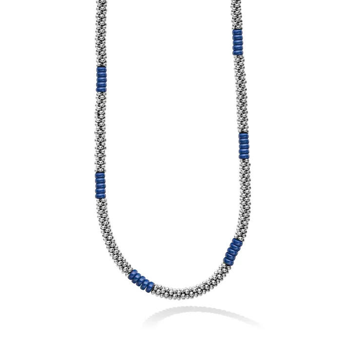 Necklaces Blue Caviar Silver Station Ceramic Beaded Necklace 3mm LAGOS