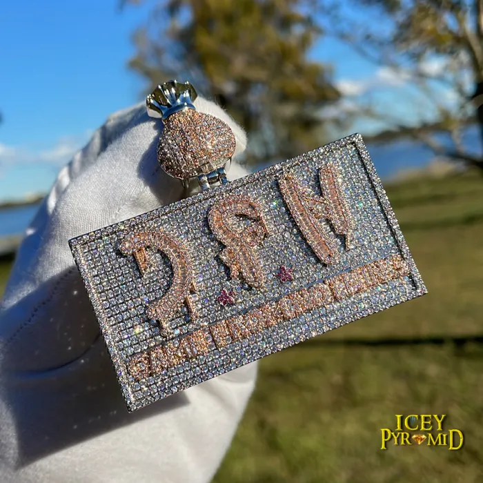 Necklaces Came From Nothing CFN Came From Nothing v2 Money Bag Bail Iced Out Letter Diamond Pendant Necklace