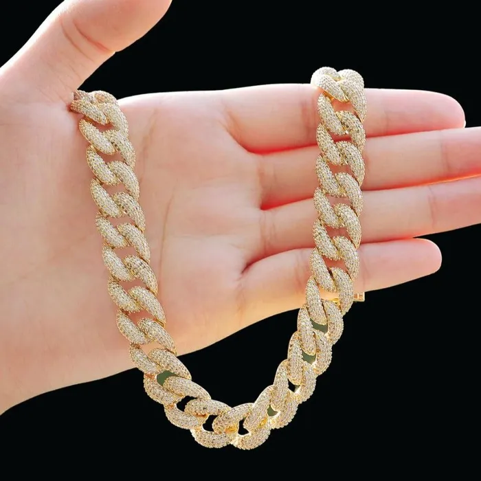 Necklaces CUBAN LINK 15MM Miami Drip Cuban Link Iced Out Diamond Necklace Chain