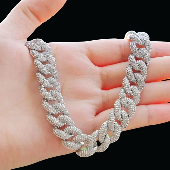 Necklaces CUBAN LINK 15MM Miami Drip Cuban Link Iced Out Diamond Necklace Chain