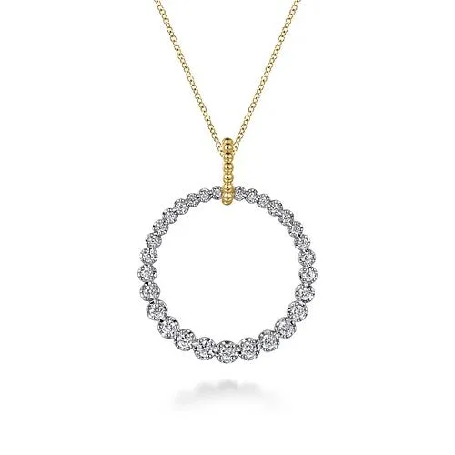 Necklaces GABRIEL CO 14K White and Yellow Gold Diamond Bujukan 30mm Drop Necklace Necklaces GABRIEL CO 14K White and Yellow Gold Diamond Bujukan 30mm Drop Necklace