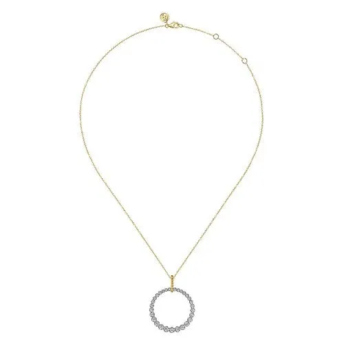 Necklaces GABRIEL CO 14K White and Yellow Gold Diamond Bujukan 30mm Drop Necklace Necklaces GABRIEL CO 14K White and Yellow Gold Diamond Bujukan 30mm Drop Necklace