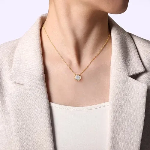 Necklaces GABRIEL CO 14K WhiteYellow Gold Diamond Cluster Pendant Necklace