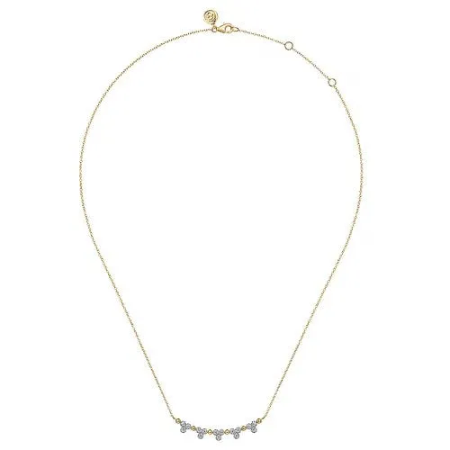 Necklaces GABRIEL CO 14K Yellow Gold Bujukan Bar Necklace with Diamond Trio Stations Necklaces GABRIEL CO 14K Yellow Gold Bujukan Bar Necklace with Diamond Trio Stations