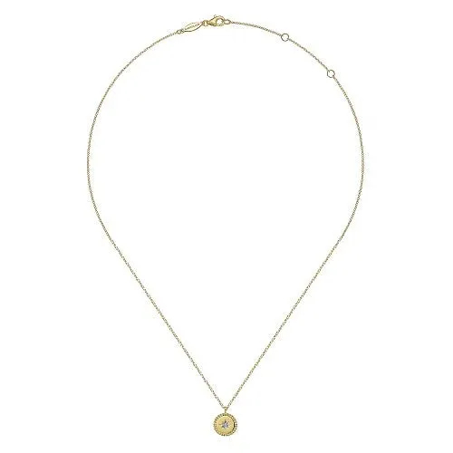 Necklaces GABRIEL CO 14K Yellow Gold Bujukan Medallion Necklace with Starburst Diamond Center Necklaces GABRIEL CO 14K Yellow Gold Bujukan Medallion Necklace with Starburst Diamond Center