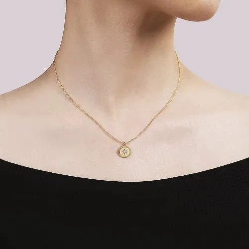 Necklaces GABRIEL CO 14K Yellow Gold Bujukan Medallion Necklace with Starburst Diamond Center Necklaces GABRIEL CO 14K Yellow Gold Bujukan Medallion Necklace with Starburst Diamond Center