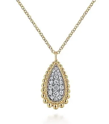 Necklaces GABRIEL CO 14K Yellow Gold Bujukan Pave Diamond Teardrop Pendant Necklace Necklaces GABRIEL CO 14K Yellow Gold Bujukan Pave Diamond Teardrop Pendant Necklace