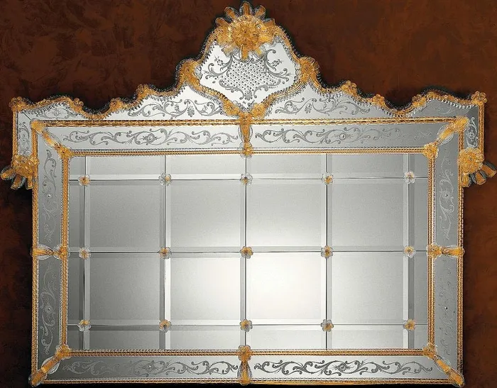 Necklaces MuranoVItrum Home Decor Crystal and Gold Mirror 600 Line CASANOVA Art 0400