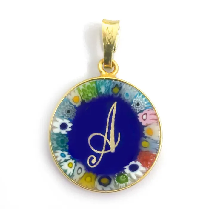 Necklaces Murrina glass pendant with initial MuranoVItrum