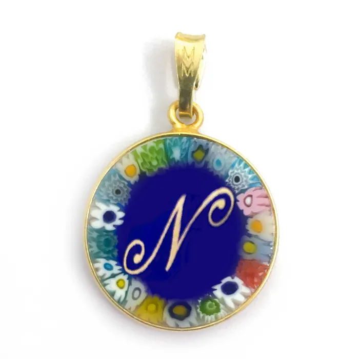 Necklaces Murrina glass pendant with initial MuranoVItrum