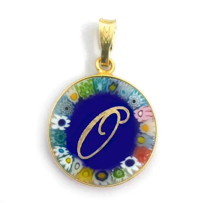 Necklaces Murrina glass pendant with initial MuranoVItrum