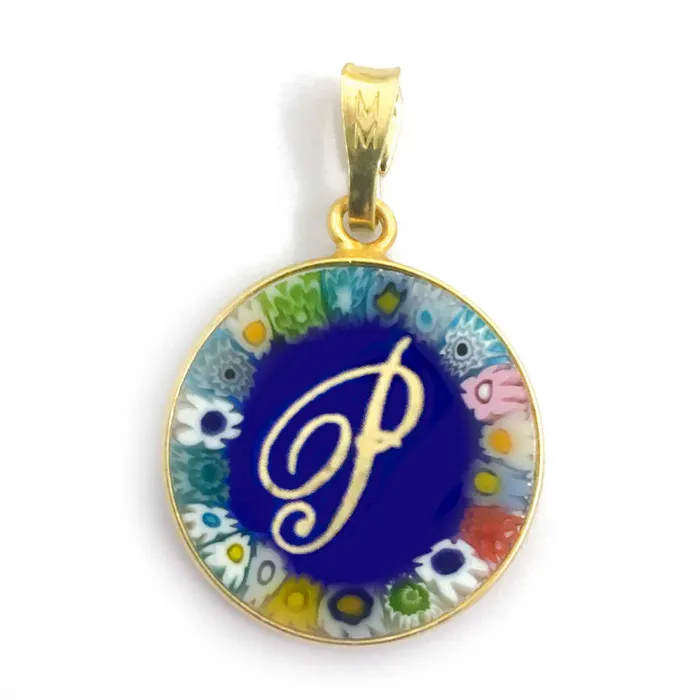 Necklaces Murrina glass pendant with initial MuranoVItrum