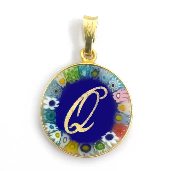 Necklaces Murrina glass pendant with initial MuranoVItrum