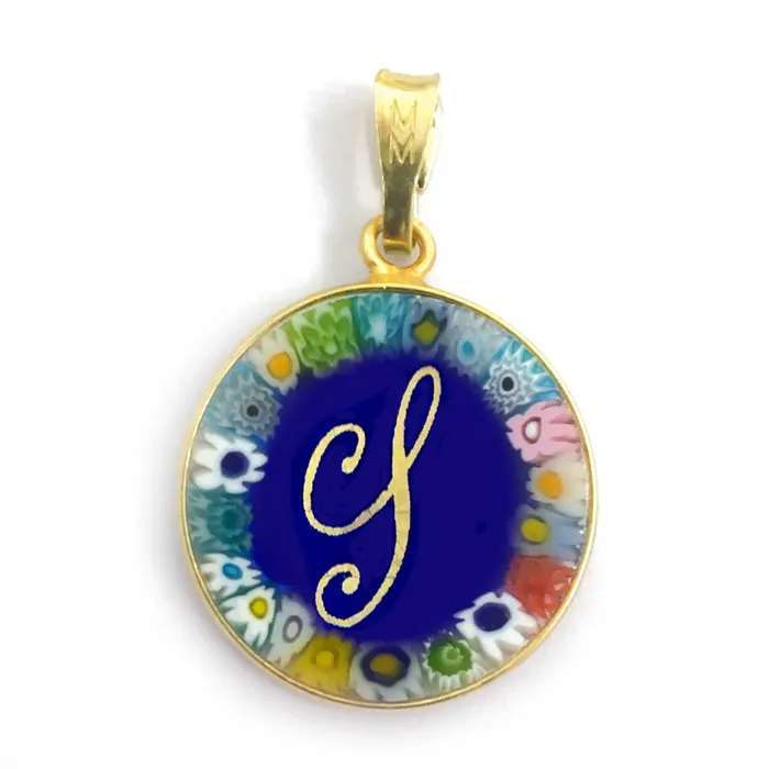 Necklaces Murrina glass pendant with initial MuranoVItrum