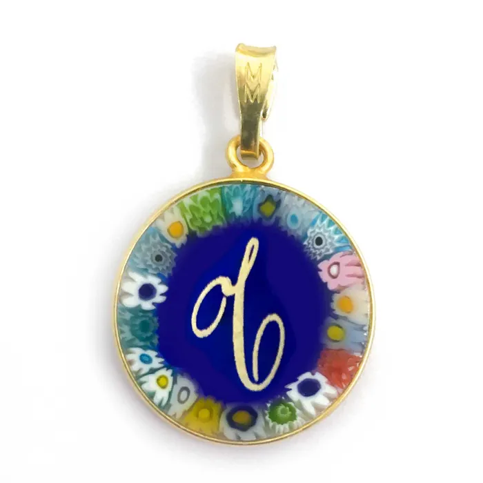 Necklaces Murrina glass pendant with initial MuranoVItrum