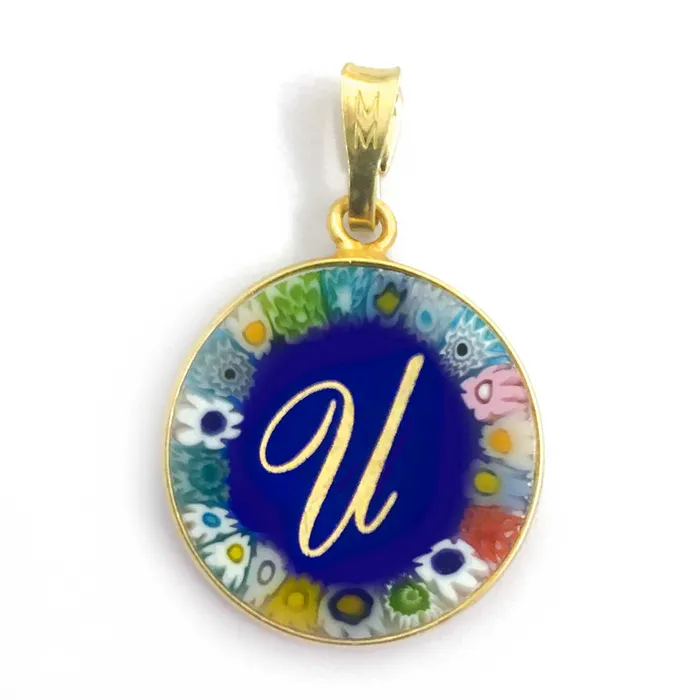 Necklaces Murrina glass pendant with initial MuranoVItrum