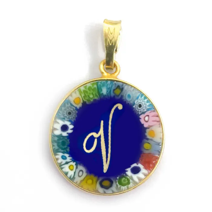 Necklaces Murrina glass pendant with initial MuranoVItrum