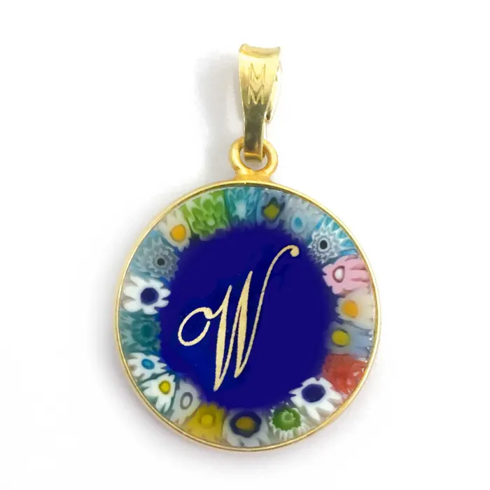Necklaces Murrina glass pendant with initial MuranoVItrum