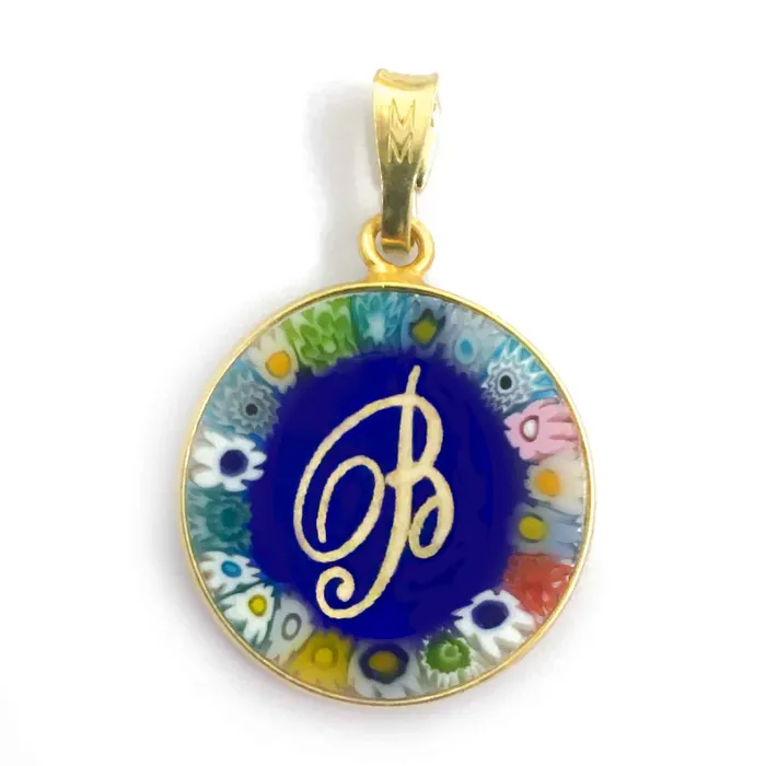 Necklaces Murrina glass pendant with initial MuranoVItrum