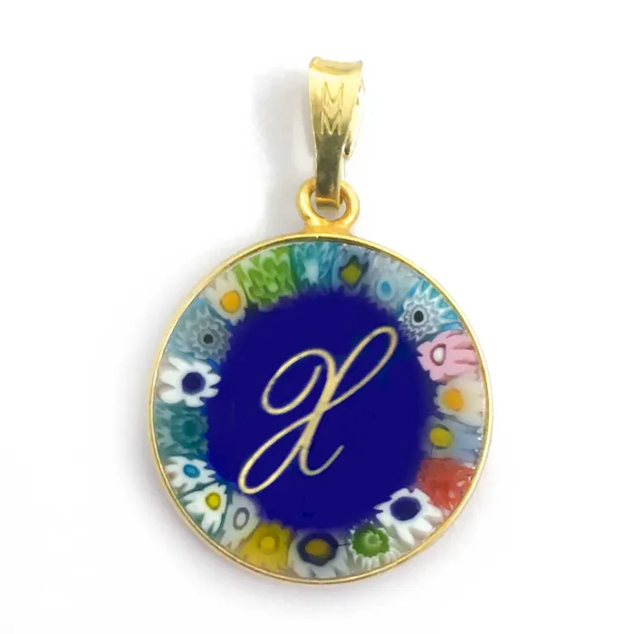 Necklaces Murrina glass pendant with initial MuranoVItrum