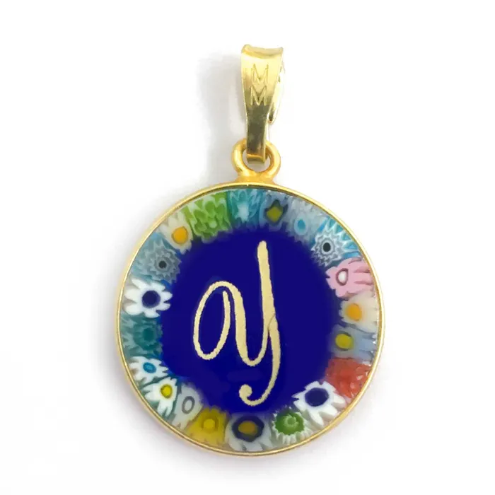 Necklaces Murrina glass pendant with initial MuranoVItrum