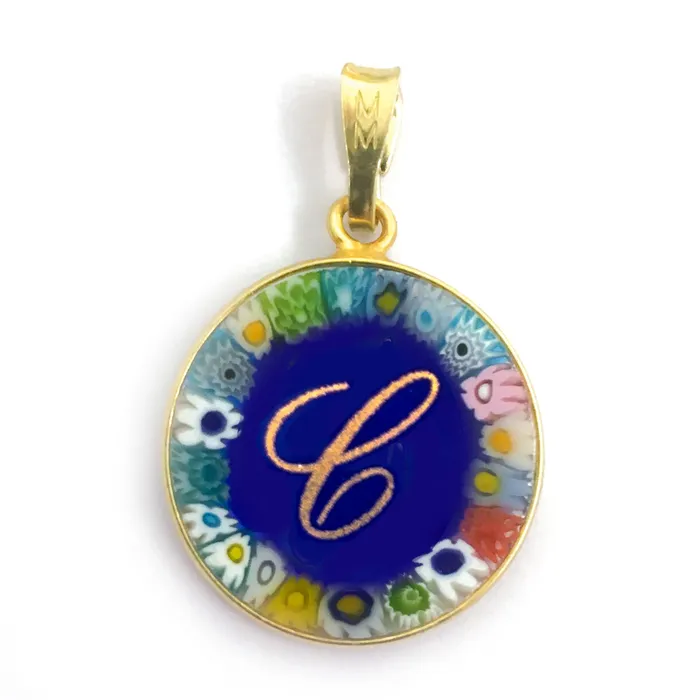 Necklaces Murrina glass pendant with initial MuranoVItrum