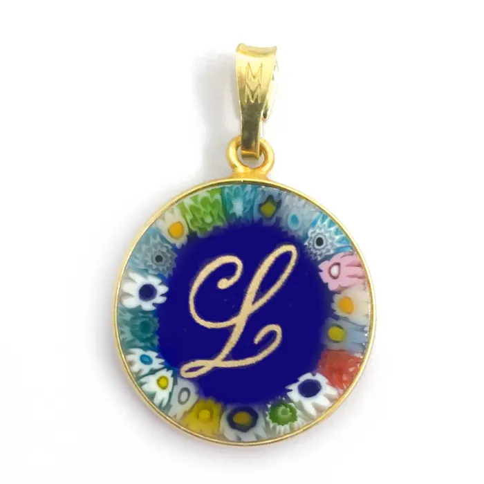 Necklaces Murrina glass pendant with initial MuranoVItrum