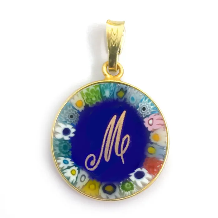 Necklaces Murrina glass pendant with initial MuranoVItrum