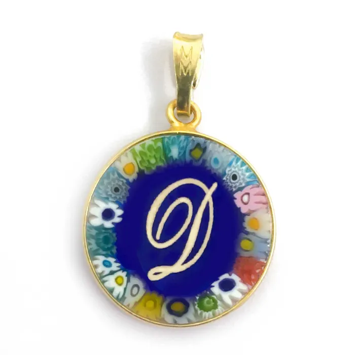 Necklaces Murrina glass pendant with initial MuranoVItrum