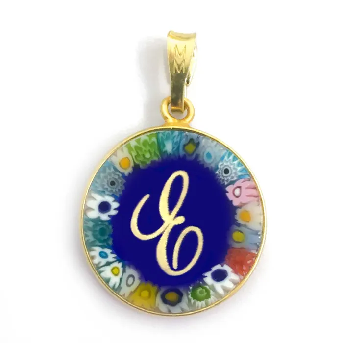 Necklaces Murrina glass pendant with initial MuranoVItrum