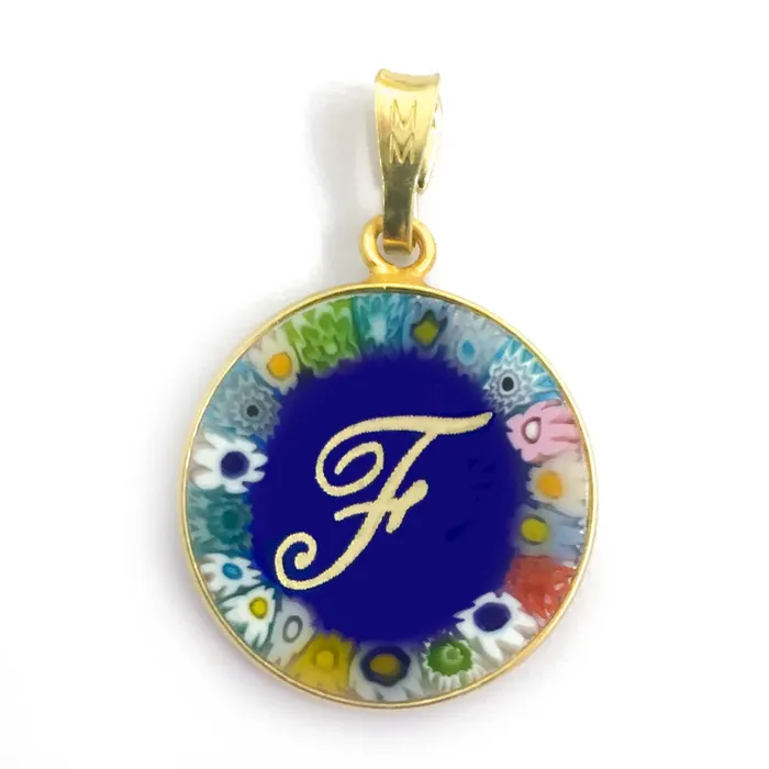 Necklaces Murrina glass pendant with initial MuranoVItrum