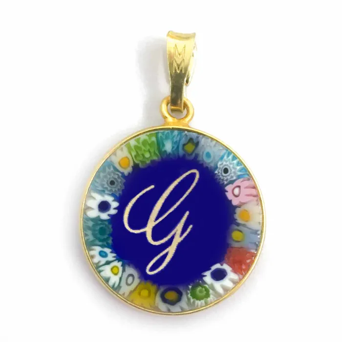Necklaces Murrina glass pendant with initial MuranoVItrum