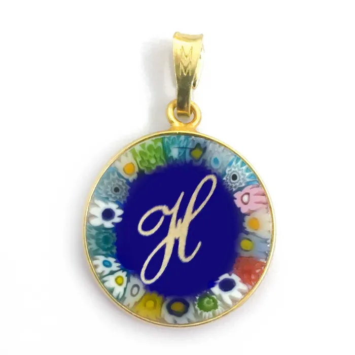 Necklaces Murrina glass pendant with initial MuranoVItrum